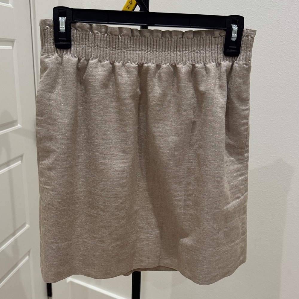 J. Crew Beige/gold Elastic-Waist Mini Skirt